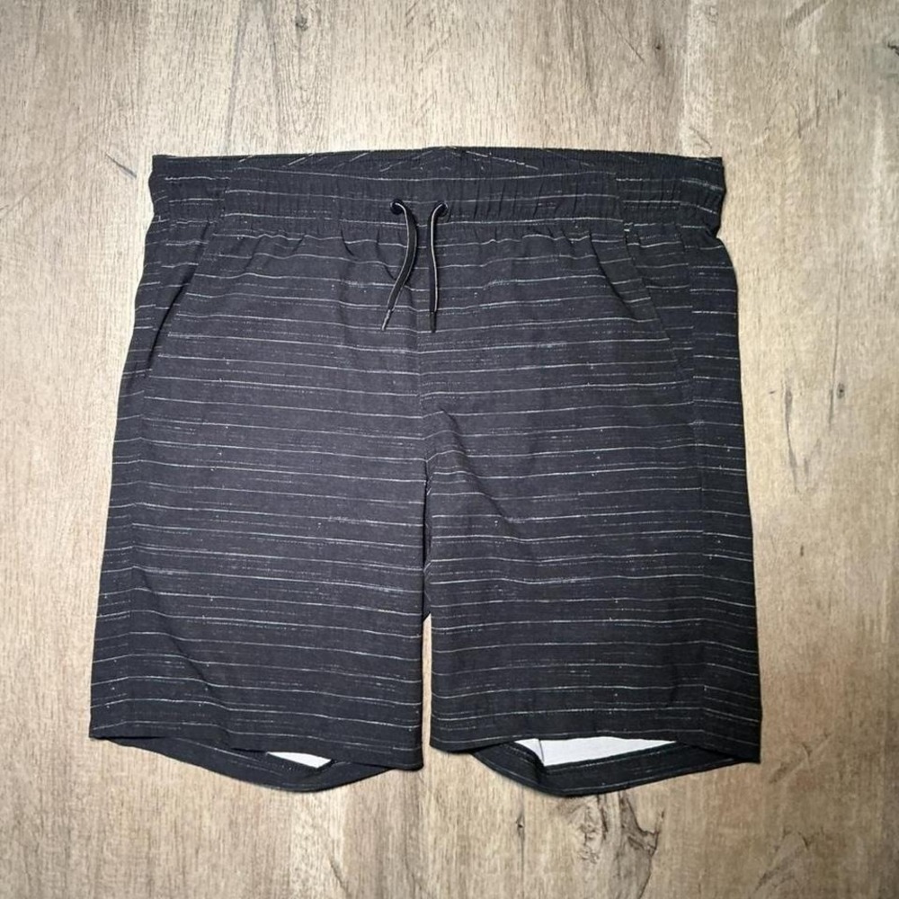 black + grey striped swim shorts Size S